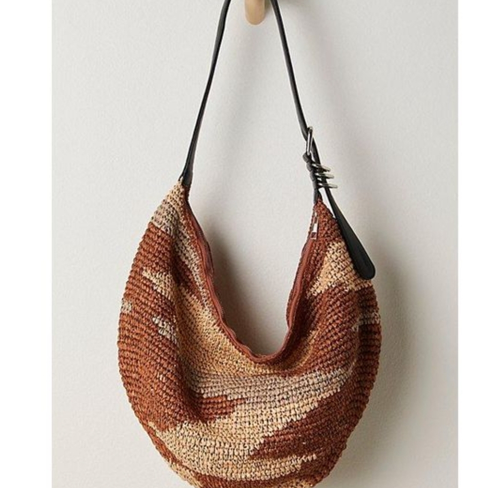 NEW!!! Free People Women's Brown Santorini Straw Tote Bag,NWT, Retail $98